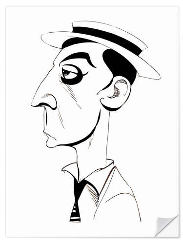 Wandsticker Karikatur von Buster Keaton