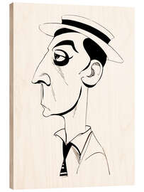 Holzbild Karikatur von Buster Keaton