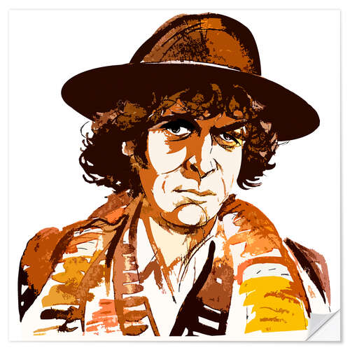 Selvklebende plakat Caricature of Tom Baker as "Doctor Who"