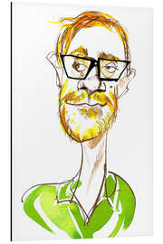 Tableau en aluminium Caricature of Stephen Merchant, Comedian, Writer