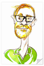 Muursticker Caricature of Stephen Merchant, Comedian, Writer