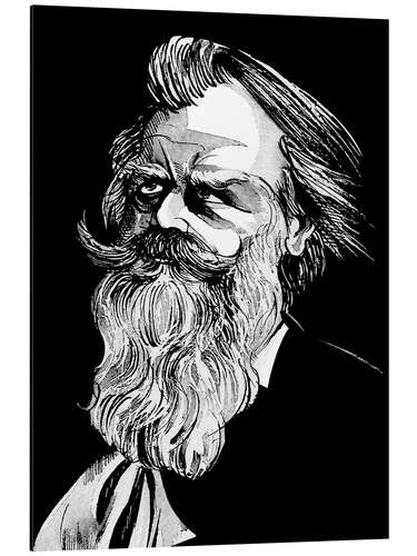 Aluminium print Caricature of Johannes Brahms, composer