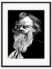 Gerahmter Kunstdruck Karikatur von Johannes Brahms, Komponist