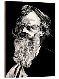 Wood print Caricature of Johannes Brahms, composer