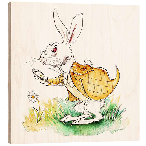 Wood print The White Rabbit - Alice's Adventures in Wonderland, Lewis Carroll