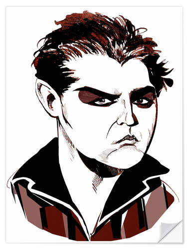 Selvklæbende plakat Caricature of Johan Jonatan "Jussi" Björling, Tenor