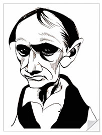 Selvklæbende plakat Caricature of Charles Baudelaire, Writer