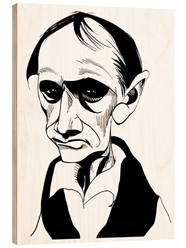 Holzbild Karikatur von Charles Baudelaire, Schriftsteller