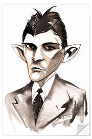 Selvklæbende plakat Caricature of Franz Kafka, Writer