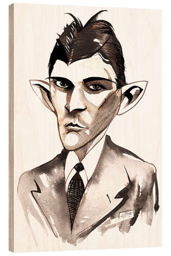 Wood print Caricature of Franz Kafka, Writer