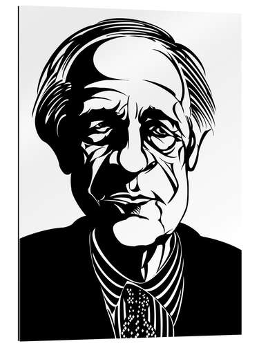 Gallery Print Karikatur von Pierre Boulez, Dirigent und Komponist