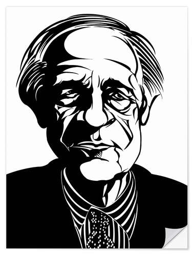 Naklejka na ścianę Caricature of Pierre Boulez, conductor and composer