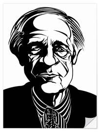 Selvklæbende plakat Caricature of Pierre Boulez, conductor and composer