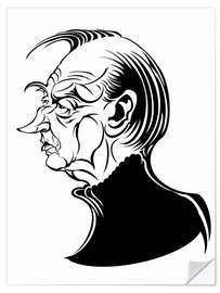 Selvklæbende plakat Caricature of Nikolaus Harnoncourt, Conductor