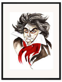 Gerahmter Kunstdruck Karikatur von Ludwig van Beethoven, Komponist