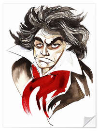 Wandsticker Karikatur von Ludwig van Beethoven, Komponist