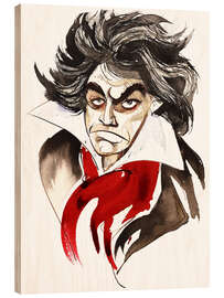 Wood print Caricature of Ludwig van Beethoven, composer