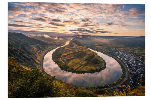 PVC-tavla Moselle loop near Bremm in autumn and sunrise