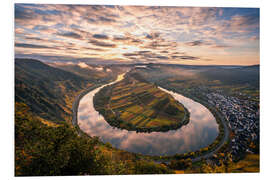 Tableau en PVC Moselle loop near Bremm in autumn and sunrise