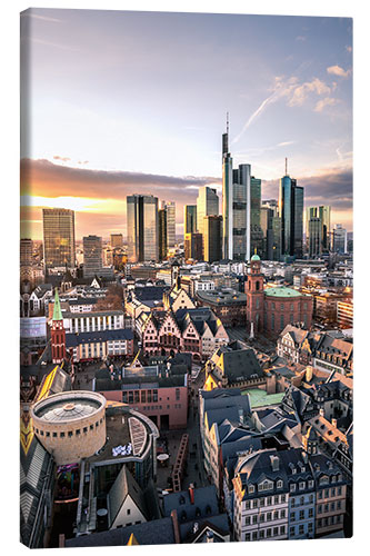 Canvas print Skyline of Frankfurt am Main in the sunset