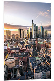 Tableau en PVC Skyline of Frankfurt am Main in the sunset