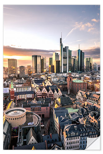 Wandsticker Skyline von Frankfurt am Main im Sonnenuntergang