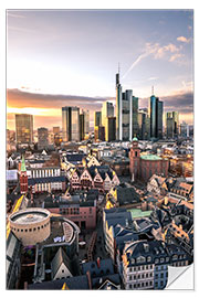 Muursticker Skyline of Frankfurt am Main in the sunset