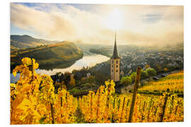 Hartschaumbild Herbstliche gelbe Weinberge von Bremm