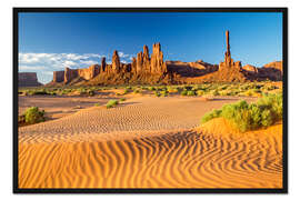 Gerahmter Kunstdruck Totempfahlfelsen im Monument Valley