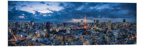 Foam board print Tokyo skyline panorama at night