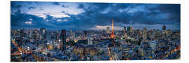 Foam board print Tokyo skyline panorama at night