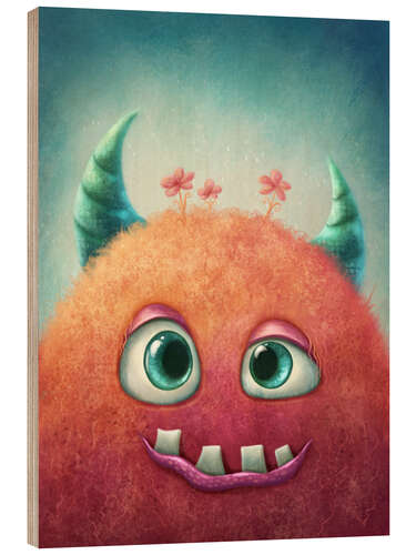 Holzbild Rotes Monster