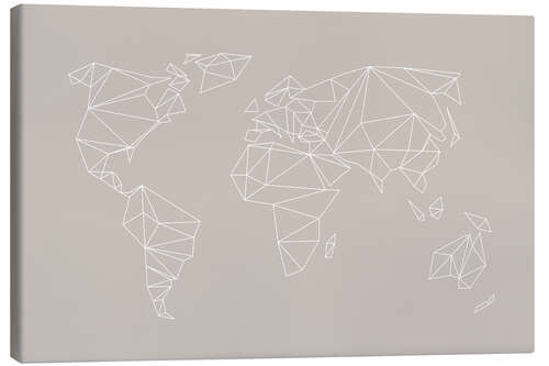 Stampa su tela Geometric World Map, Sand