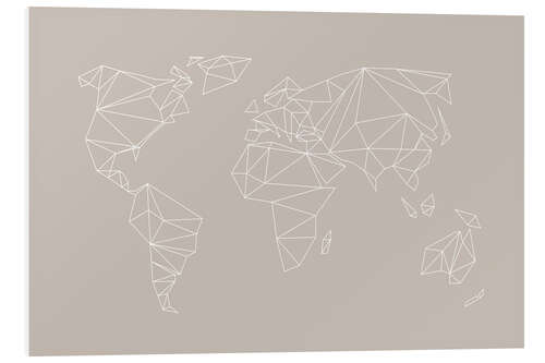 Foam board print Geometric World Map, Sand