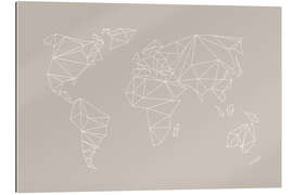 Quadro em plexi-alumínio Geometric World Map, Sand