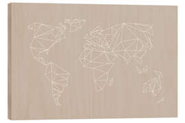 Quadro de madeira Geometric World Map, Sand