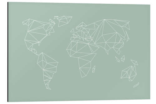 Obraz na aluminium Geometric World Map, Light Green