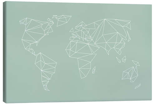 Stampa su tela Geometric World Map, Light Green