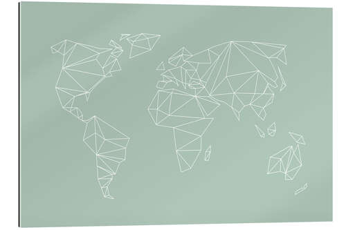 Gallery print Geometric World Map, Light Green