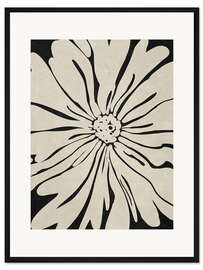 Gerahmter Kunstdruck Schwarze und beige Blume
