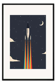 Gerahmter Kunstdruck Regenbogen-Rakete