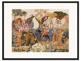 Gerahmter Kunstdruck Zwei Figuren auf einem Maultier