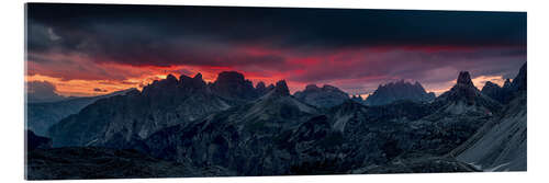 Acrylic print Dramatic sunset in the Italian Dolomites