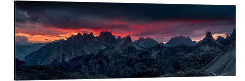 Aluminium print Dramatic sunset in the Italian Dolomites