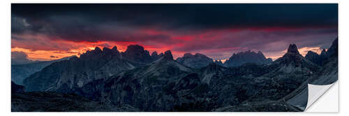 Naklejka na ścianę Dramatic sunset in the Italian Dolomites