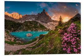 Foam board print Stunning mountain lake in the Dolomites