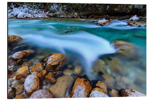 Aluminiumsbilde The crystal clear river Soca in Slovenia