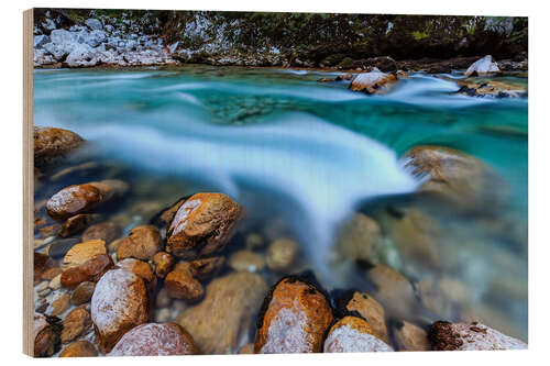 Stampa su legno The crystal clear river Soca in Slovenia