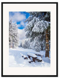 Gerahmter Kunstdruck Winter im Thüringer Wald am Rennsteig