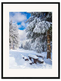 Gerahmter Kunstdruck Winter im Thüringer Wald am Rennsteig